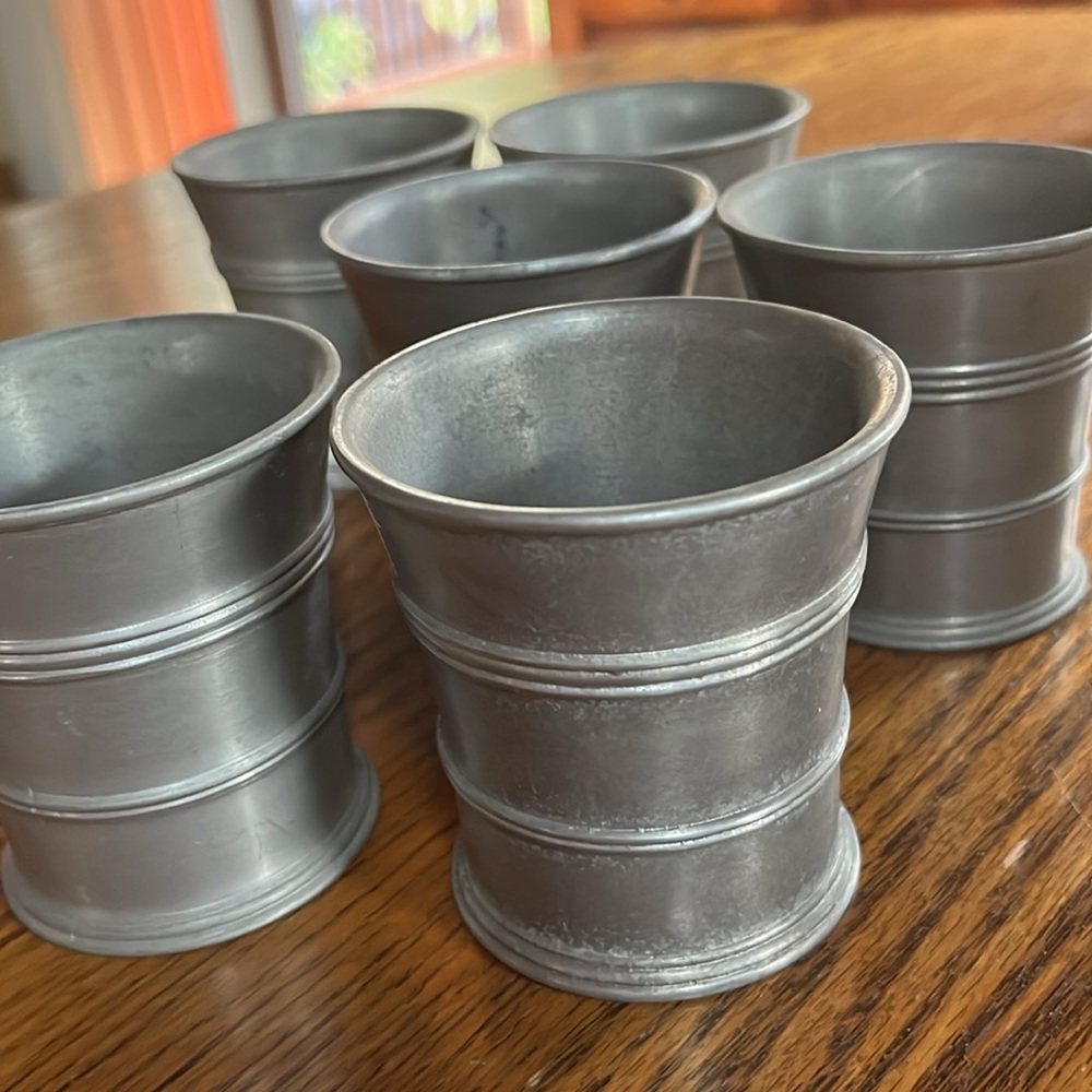 Stede antique pewter tumblers rare set of six flared cups beaker stamped German - Picture 16 of 16